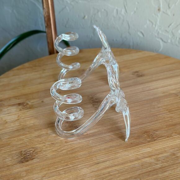 Blown‎ glass twisted stem flower candle holder clear glass - Picture 3 of 4